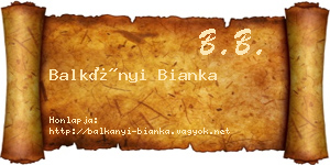 Balkányi Bianka névjegykártya